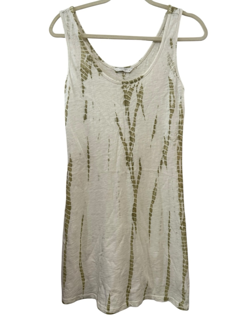 Lucky Brand XS Ivory Olive Tie Dye Tank Dress Cotton Casual Boho
